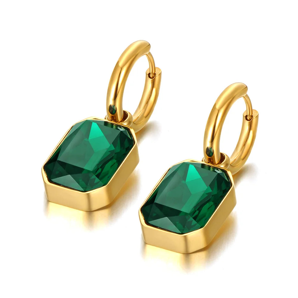 JeeMango 316L Stainless Steel Geometric Square Cubic Zirconia Crystal Pendant Necklace Jewelry For Women JN23076